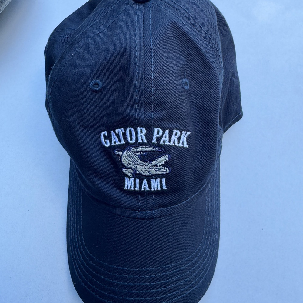 Vintage Ouray Navy Blue OSFM Gator Park Miami Florida Cap Hat Adjustable Black